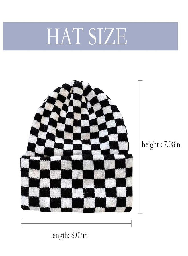 Piewag Checkered Beanie Winter Hats for Womens Mens Thick Knitted Soft Warm Slouchy Skull Cap Y2k Beanie - Image 5
